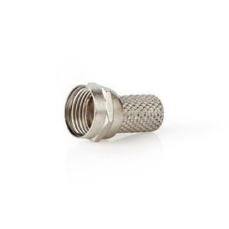 Nedis F-Connector | Recht | Male | Vernikkeld | 75 Ohm | Twist-On | Diameter kabelinvoer: 7.4 mm | Zink Legering | Zilver | 25 Stuks | Polybag