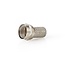 F-Connector | Recht | Male | Vernikkeld | 75 Ohm | Twist-On | Diameter kabelinvoer: 7.4 mm | Zink Legering | Zilver | 25 Stuks | Polybag