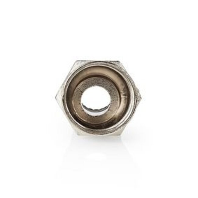 F-Connector | Recht | Male | Vernikkeld | 75 Ohm | Twist-On | Diameter kabelinvoer: 7.4 mm | Zink Legering | Zilver | 25 Stuks | Polybag