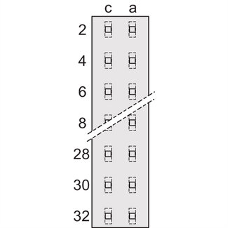 Schroff SCHROFF Type D, EN 60603, DIN 41612, vrouwelijk, 32 contacten, soldeerogen, 5,5 mm