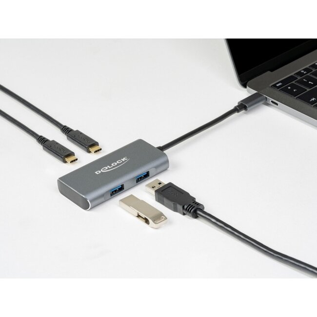 Delock External USB 10 Gbps USB Type-C™ Hub with 2 x USB Type-A and 2 x USB Type-C™