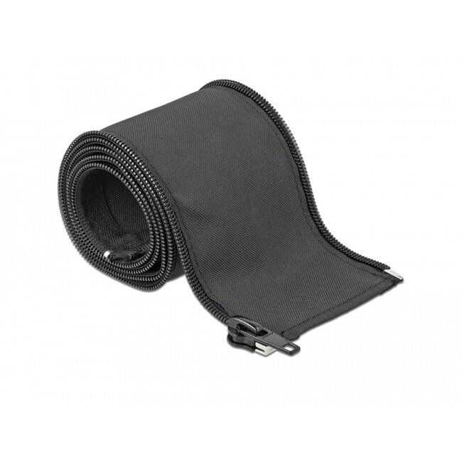 Delock Woven Sleeve with zip fasterner heat-resistant 1 m x 25 mm black