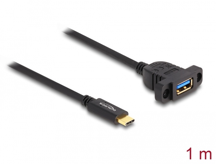 DeLOCK 87826 USB-kabel 1 m USB 3.2 Gen 2 (3.1 Gen 2) USB C USB A Zwart