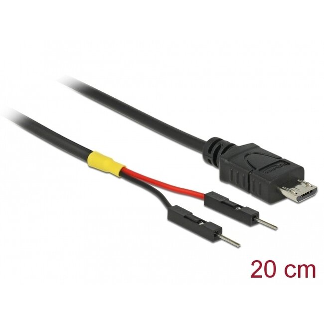Delock USB Power Cable Micro-B to 2 x pin header male separate power 20 cm