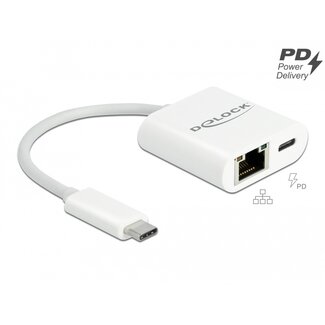 DeLOCK Delock USB Type-C™ Adapter to Gigabit LAN 10/100/1000 Mbps with Power Delivery port white