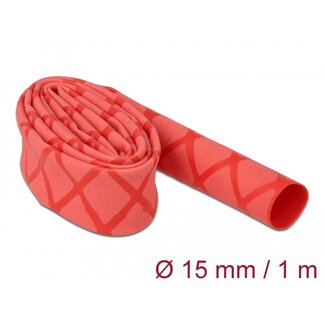 DeLOCK Delock Heat Shrink Tube X-pattern non-slip 1 m x 15 mm red