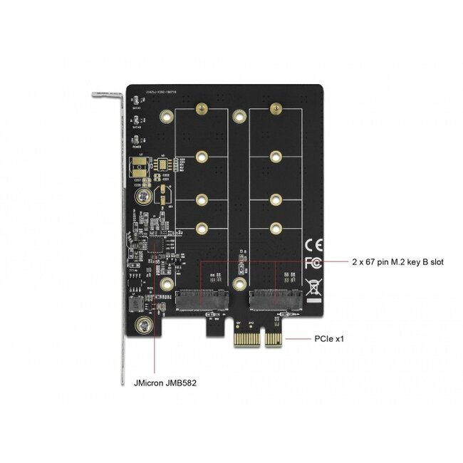 Delock PCI Express x1 Card to 2 x internal M.2 Key B