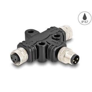 DeLOCK Delock M8 T-Splitter A-coded 3 pin 1 x male to 2 x female parallel connection DeLOCK Delock M8 T-Splitter A-coded 3 pin 1 x male to 2 x female parallel connection