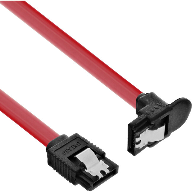 InLine® SATA 6Gb/s kabel, met vergrendeling, haaks, 0.75m