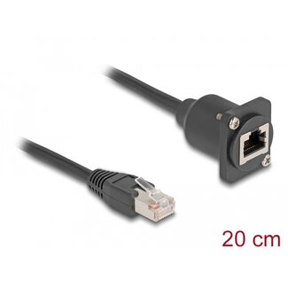 DeLOCK Delock D-Type RJ45 cable plug to jack Cat.5e black 20 cm