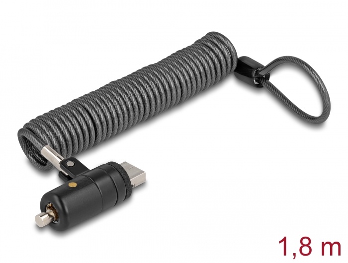 Navilock Laptop Security Coiled Cable for USB Type-A port with Key Lock |