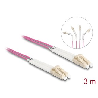 DeLOCK Delock Optical Fiber Cable LC Duplex to LC Duplex Multi-mode OM4 angled 3 m