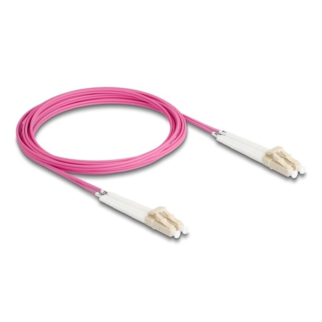 Delock Optical Fiber Cable LC Duplex to LC Duplex Multi-mode OM4 angled 3 m