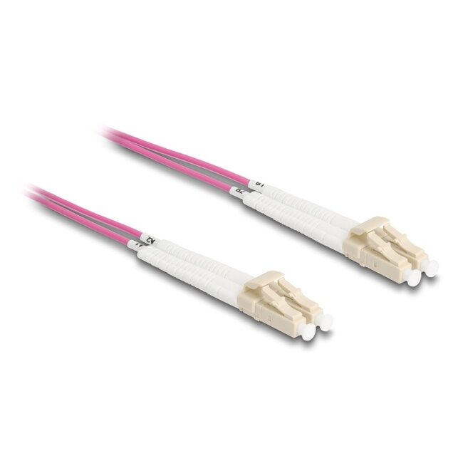 Delock Optical Fiber Cable LC Duplex to LC Duplex Multi-mode OM4 angled 3 m