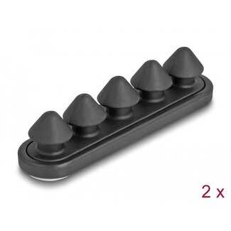DeLOCK Delock Cable holder with 5 feed-throughs self-adhesive black set 2 pieces