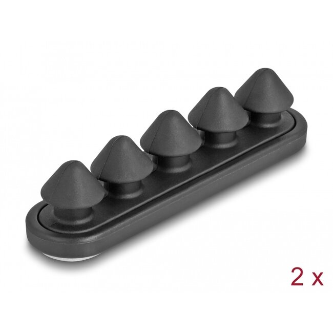 Delock Cable holder with 5 feed-throughs self-adhesive black set 2 pieces