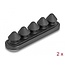 Delock Cable holder with 5 feed-throughs self-adhesive black set 2 pieces