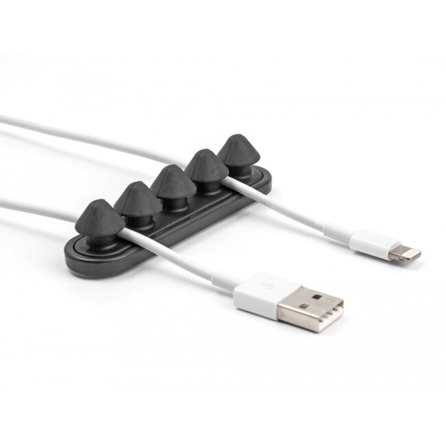 Delock Cable holder with 5 feed-throughs self-adhesive black set 2 pieces