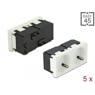 DeLOCK Delock Easy 45 Grounded Power Socket 2-way with a 45° arrangement 45 x 45 mm 5 pieces