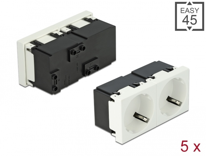 DeLOCK 81322. Stopcontact type: CEE 7/3, Aantal polen: 3P+N+PE. Kleur van het product: Wit, Materiaal behuizing: Acrylonitrielbutadieenstyreen (ABS), Kunststof. Spanningclassificat