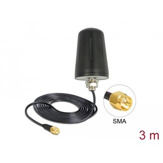 DeLOCK Delock LoRa Antenna 868 MHz SMA plug 0 dBi fixed omnidirectional with connection cable RG-174 3 m roof mounting outdoor black