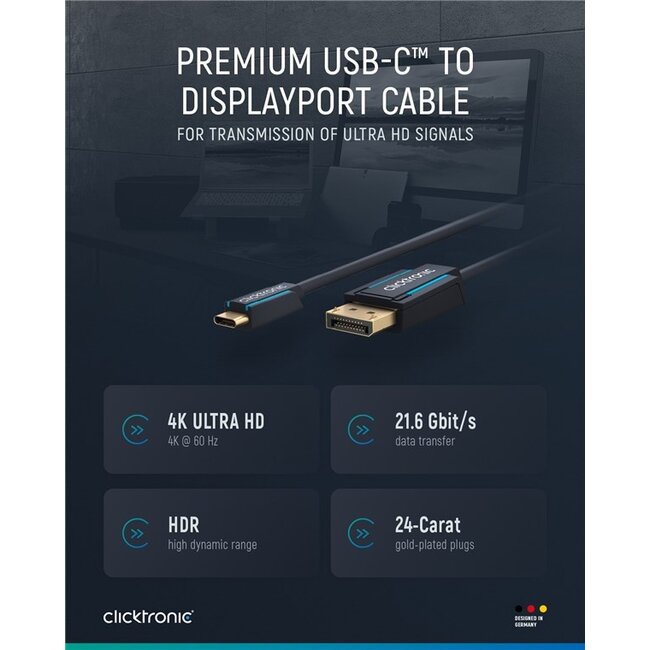 Clicktronic USB-C™ to DisplayPort™ Adapter Cable 1 m