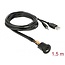 Delock Cable USB Type-A male + 3.5 mm 4 pin stereo jack male > female bulkhead USB Type-A female + 3.5 mm 4 pin female (audio) 1.5 m black