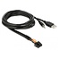Delock Cable USB Type-A male + 3.5 mm 4 pin stereo jack male > female bulkhead USB Type-A female + 3.5 mm 4 pin female (audio) 1.5 m black