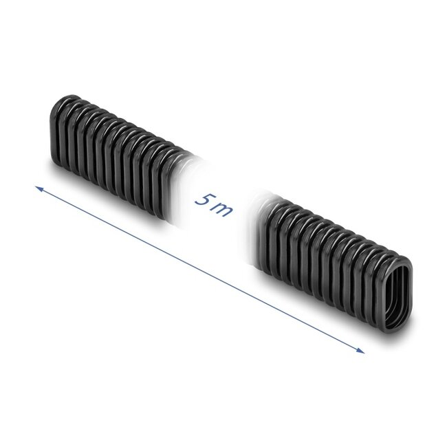 Delock Plastic cable protection conduit in oval shape flexible 13.6 x 6.3 mm - length 5 m black