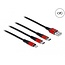 Delock USB Charging Cable 3 in 1 Type-A to Lightning™ / 2 x USB Type-C™ 30 cm black / red