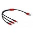 Delock USB Charging Cable 3 in 1 Type-A to Lightning™ / 2 x USB Type-C™ 30 cm black / red