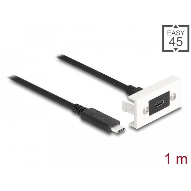 Delock Easy 45 Module SuperSpeed USB 10 Gbps (USB 3.2 Gen 2) USB Type-C™ female to USB Type-C™ male with pigtail, 22,5 x 45 mm