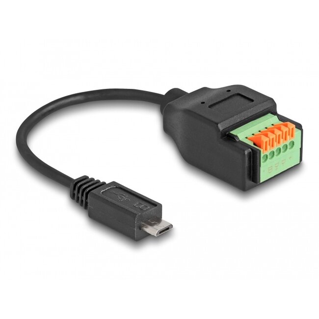 Delock USB 2.0 Cable Type Micro-B male to Terminal Block Adapter with push button 15 cm