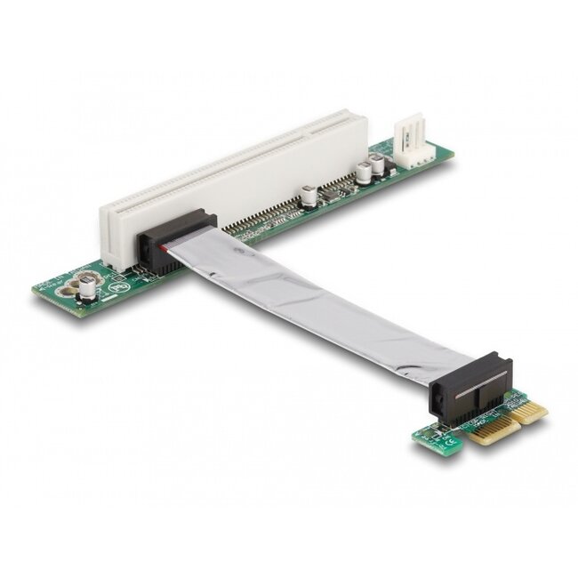 Delock Riser Card PCI Express x1 > 1 x PCI with flexible cable 9 cm left insertion