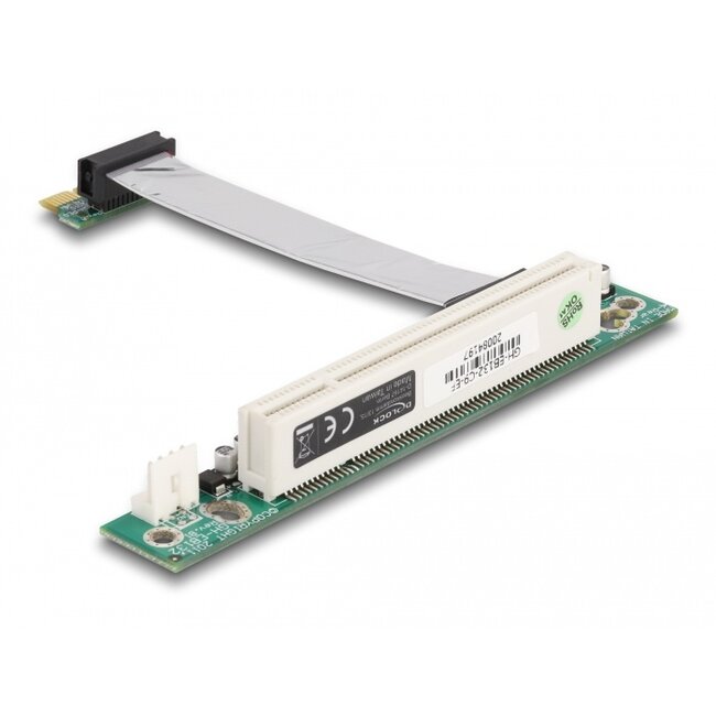 Delock Riser Card PCI Express x1 > 1 x PCI with flexible cable 9 cm left insertion