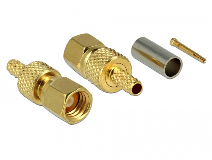 DeLOCK 65859. Aansluiting 1: SMC, Outer diameter: 6 mm, Impedantie: 50 Ohm. Diepte: 18,8 mm. Aantal per verpakking: 1 stuk(s)