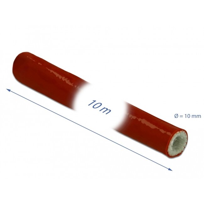 Delock Fire-Proof Sleeving Silicone-Coated 10 m x 10 mm red