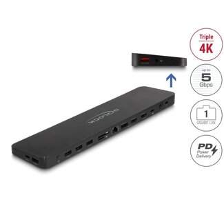 DeLOCK Delock USB Type-C™ Triple Display Docking Station with DisplayLink® 4K / USB 5 Gbps / LAN / SD / Audio / PD 80 W