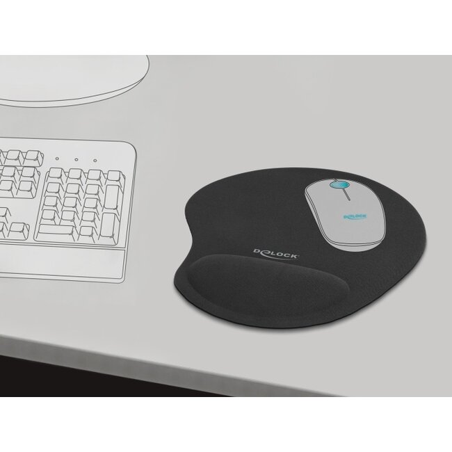 Delock Ergonomic Mouse pad with Gel Wrist Rest black 230 x 202 x 24 mm