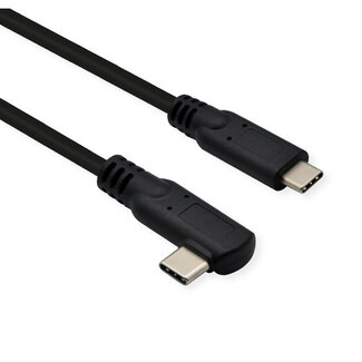 Roline ROLINE USB 3.2 Gen 2x2 Kabel, Emark, C-C, M/M, 20Gbit/s, 100W, haaks, zwart, 1 m