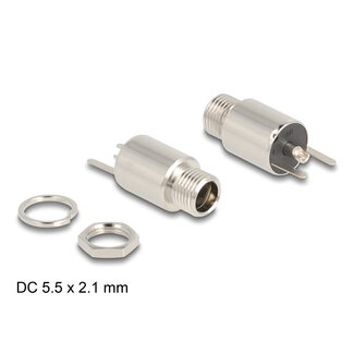 DeLOCK Delock Connector DC 5.5 x 2.1 mm female bulkhead soldering version - round 20 V / 10 A