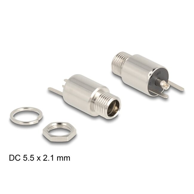 Delock Connector DC 5.5 x 2.1 mm female bulkhead soldering version - round 20 V / 10 A