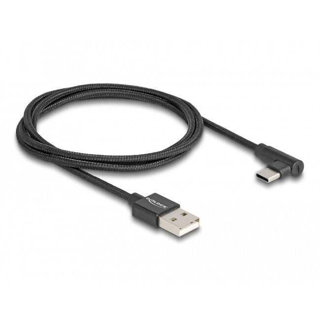 Delock USB 2.0 Cable Type-A male to USB Type-C™ male angled 1 m black