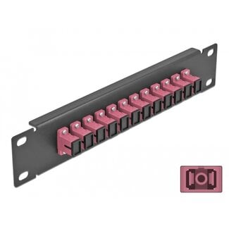 DeLOCK Delock 10″ Fiber Optic Patch Panel 12 Port SC Simplex violet 1U black