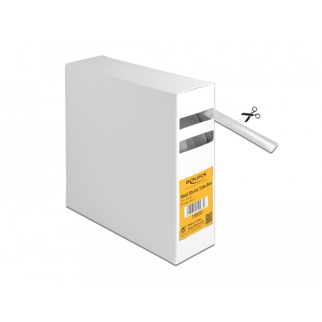 Delock Heat shrink tube box, Shrinkage ratio 2:1, 10 m x 9.5 mm transparent