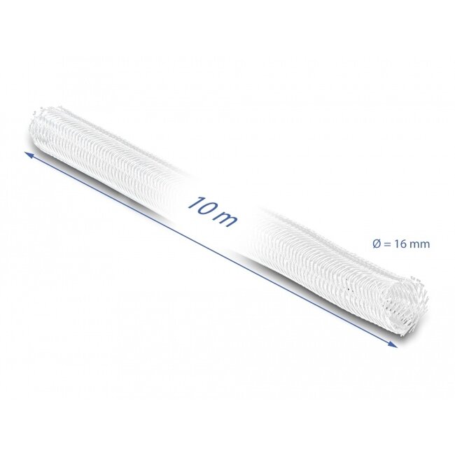 Delock Braided Sleeve self-closing 10 m x 16 mm white