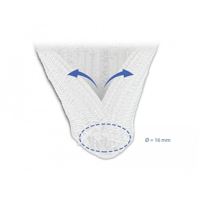 Delock Braided Sleeve self-closing 10 m x 16 mm white