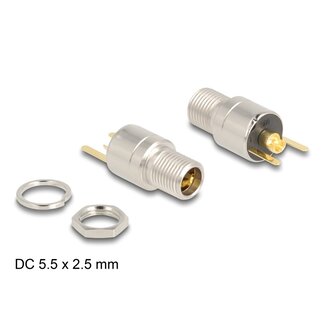 DeLOCK Delock Connector DC 5.5 x 2.5 mm female bulkhead soldering version - round 20 V / 15 A