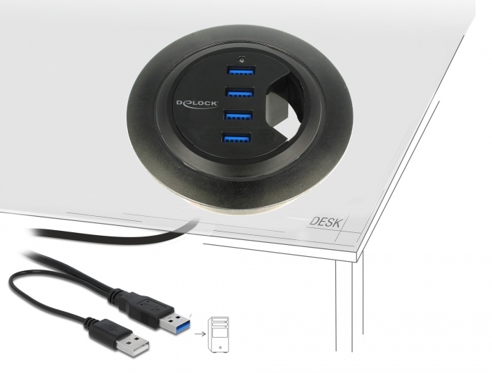 DeLOCK In-Desk Hub 4 Port USB 3.0 usb-hub