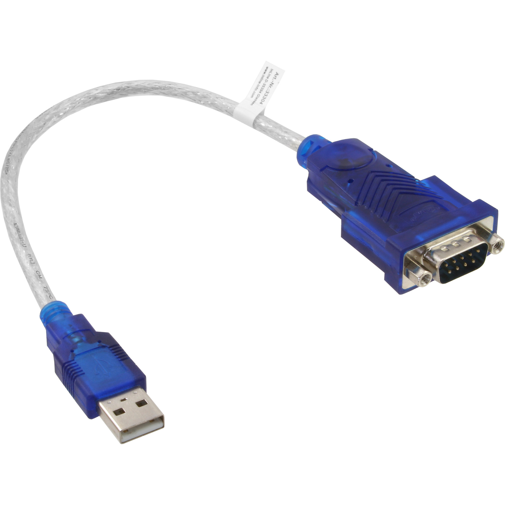 InLine 33304. Kleur van het product: Blauw, Transparant, Aansluiting 1: USB Type-A, Aansluiting 2: DB-9